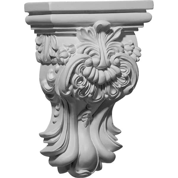 Ekena Millwork 5-3/8 in. x 2-1/2 in. x 7-3/4 in. Primed Polyurethane Hillsborough Corbel