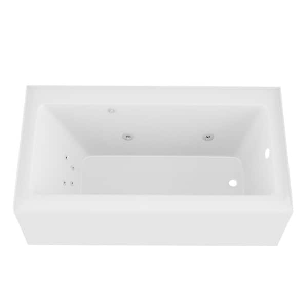 Amber Series 60 in. x 32 in. Rectangular Whirlpool Bathtub with Left Side Drain and V-Style Back Jets in Glossy White