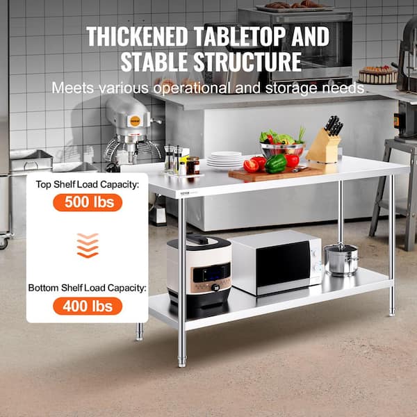 Hally Stainless Steel Table For Prep & Work 24 X 30 Inches, NSF Commercial Heavy Duty Table With Undershelf And Galvanized Legs For Restaurant, Home And Hotel In | Whizz Worktables & Workstations