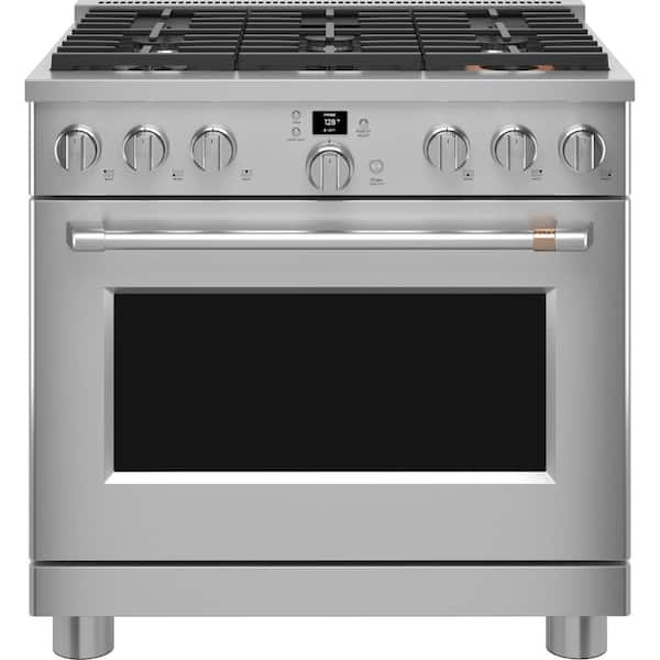 Cafe 36 in. 6.2 cu. ft. Smart Slide-In Gas Range in Stainless Steel with 6 Burners, Air Fry and Convection