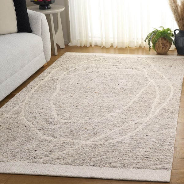 Natura 9 ft. x 12 ft. Ivory/Beige Distressed Abstract Area Rug