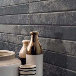 Scotch Dark Gray 1.88 in. x 17.71 in. Matte Porcelain Floor and Wall Tile (8.28 Sq. Ft./Case)