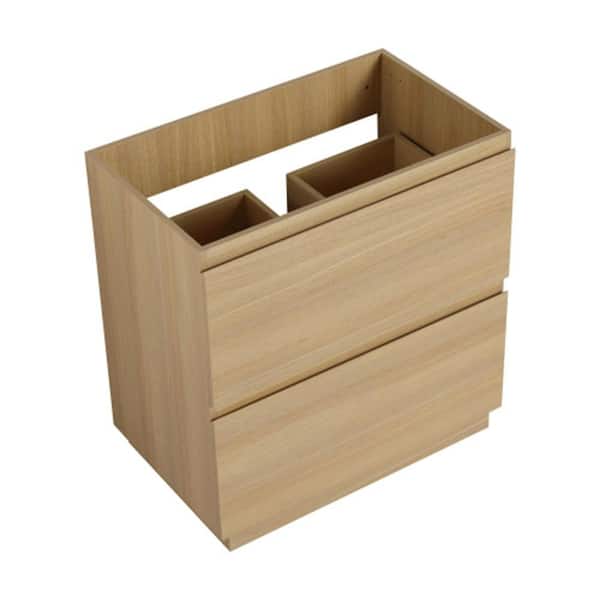30 in. W Freestanding Bath Vanity Cabinet without Top with Double Drawer, Durable Engineered Wood in Oak Brown