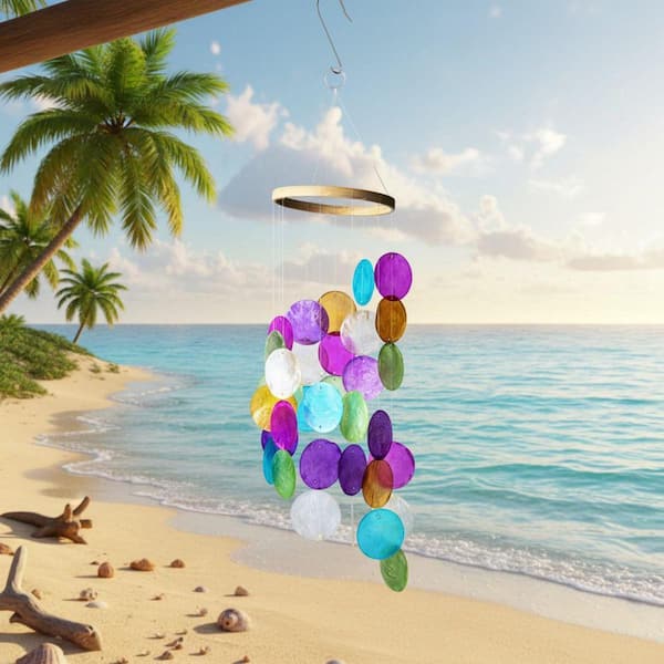 Rainbow Capiz Seashell Wind Chimes D09243ZXXP - The Home Depot