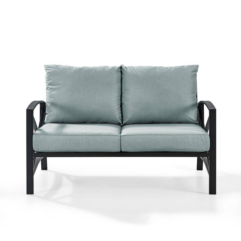 Kaplan Bronze Metal Loveseat with Mist Cushions