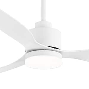 Alisio 52 in. Indoor White Ceiling Fans with Light, Integrated LED 3-Reversible Blades and Remote Control