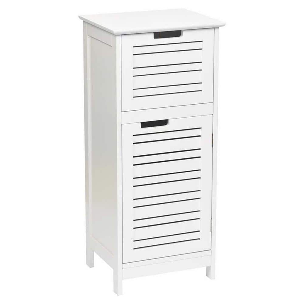 White MDF Bathroom Storage Cabinet with Vented Door and Drawer
