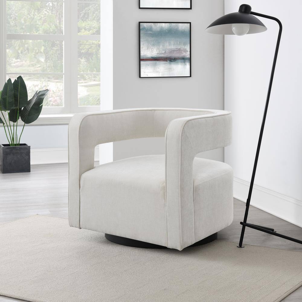 DEVON & CLAIRE Ginny Cream StainResistant Fabric Swivel Chair BR6959