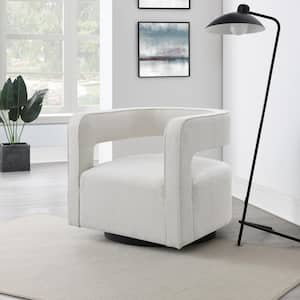Ginny Cream Stain-Resistant Fabric Swivel Chair