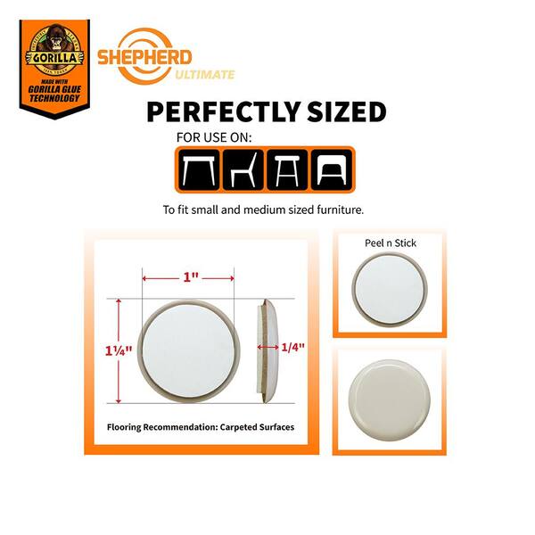 Shepherd 9316 Non-Adhesive Slide Glide Pad, 4 In Dia, Round