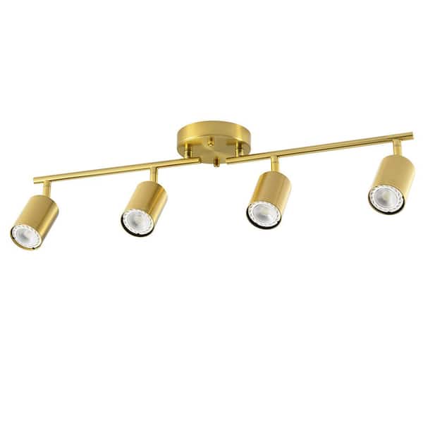 4-Light 2 ft. Gold Ceiling Mounted Hardwired Track Lighting Kit with Adjustable Heads and 4-Bulbs Included