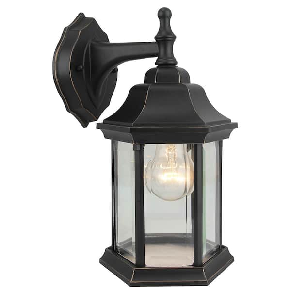 Unbranded Fatima Black Outdoor Hardwired Lantern Sconce with Incandescent