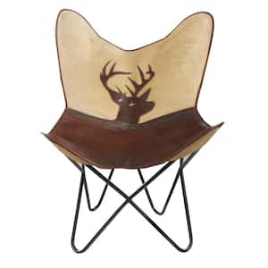 Canvas Brown / Ivory Leather Butterfly Chair