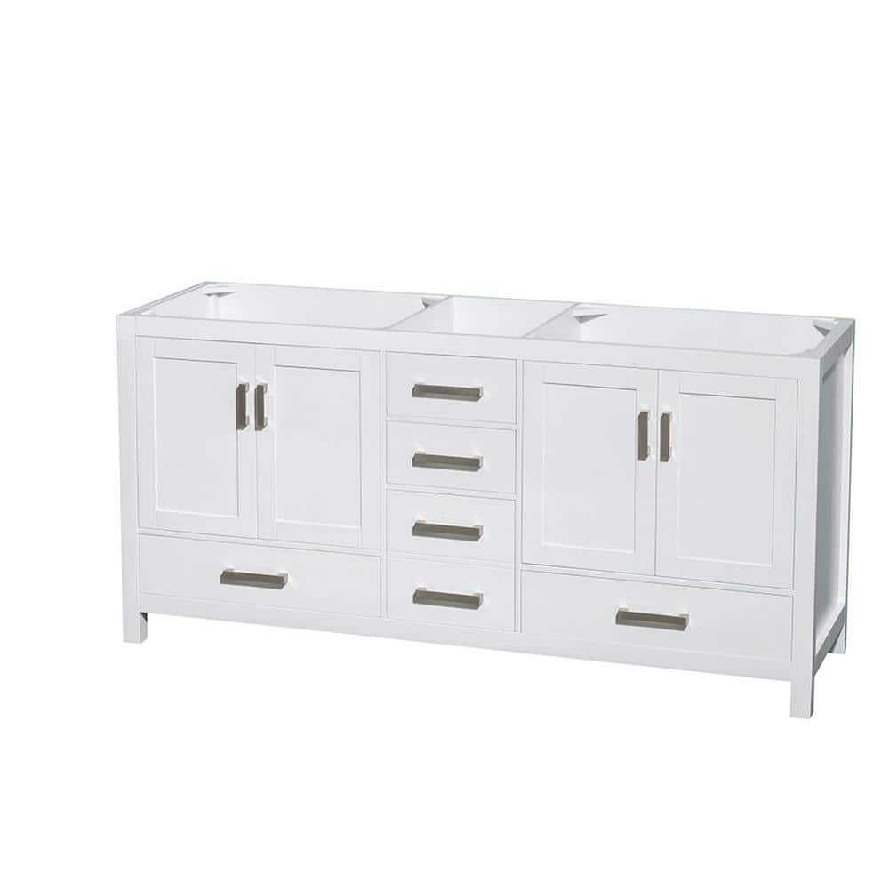 White Wood Freestanding Double Bathroom Vanity Base