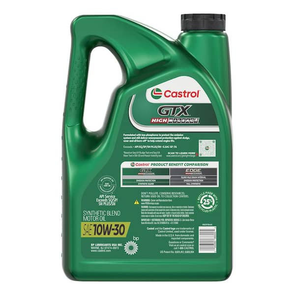 Castrol GTX 10W-30 4L(5本) CASTROL GTX High Mileage 10W-30 Synthetic Blend Motor Oil, 5-qt