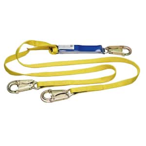 6 ft. DeCoil Twinleg Lanyard (DCELL Shock Pack, 1 in. Web, Snap Hook)