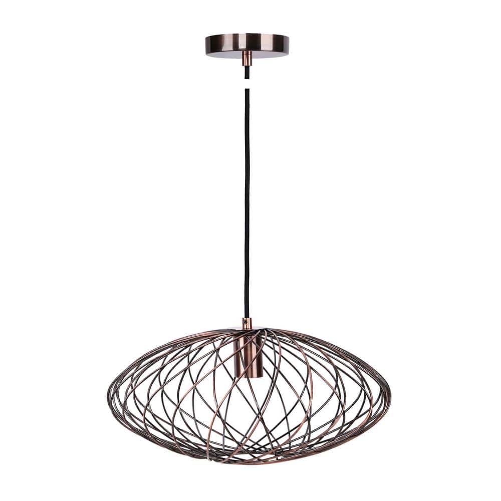 GRANDVIEW GALLERY 1-Light Antique Copper Bronze Pendant Light with Metal  Cage Shade ICL9128 The Home Depot