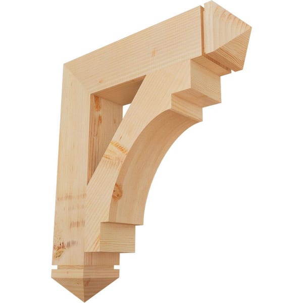Ekena Millwork 5.5 in. x 32 in. x 28 in. Douglas Fir Merced Arts and Crafts Smooth Bracket