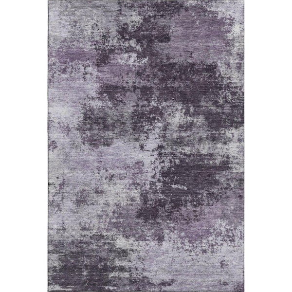 Mayfield Premium Machine Washable Abstract AMF2065 Purple 3 ft. x 4 ft. Area Rug