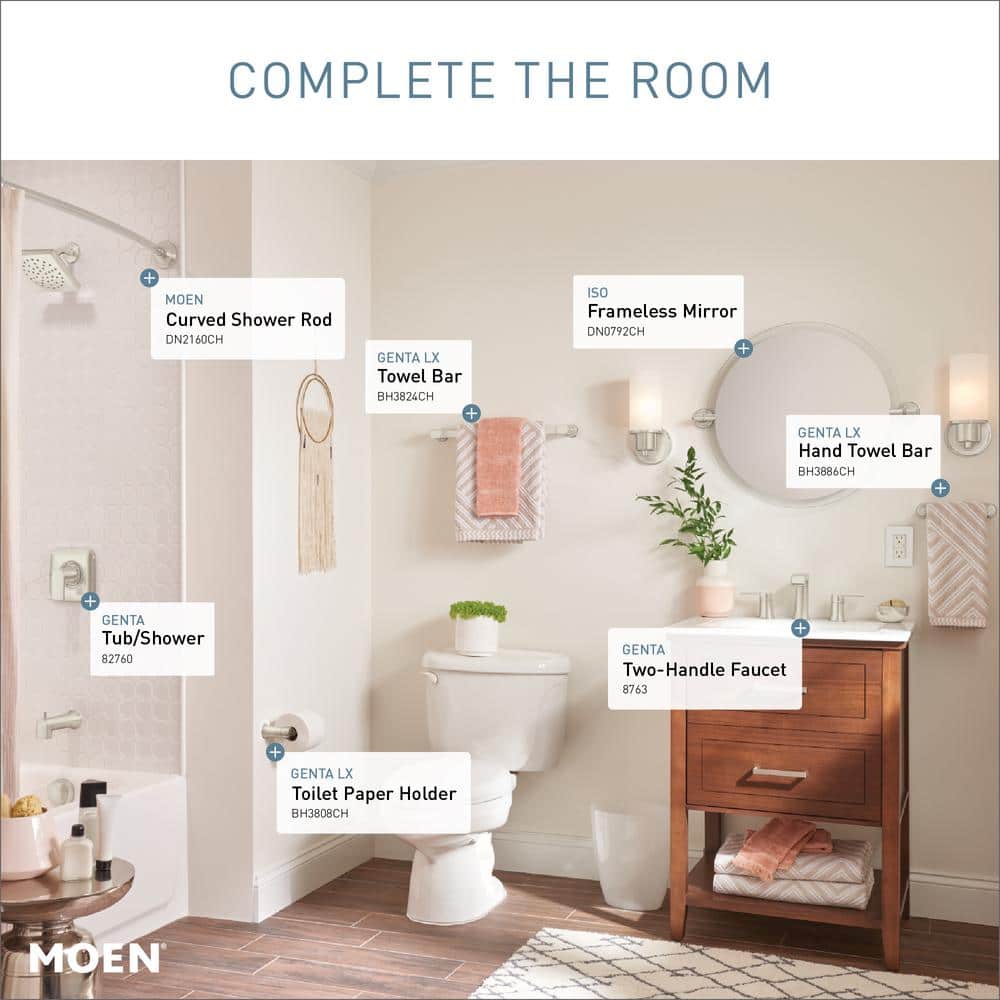 Moen 72" Adjustable Curved Chrome Shower Rod