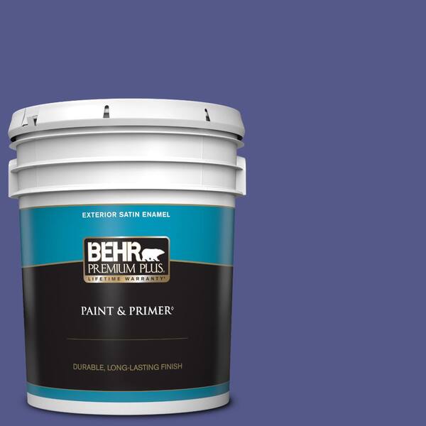 BEHR PREMIUM PLUS 5 gal. #620B-7 Wild Elderberry Satin Enamel Exterior Paint & Primer