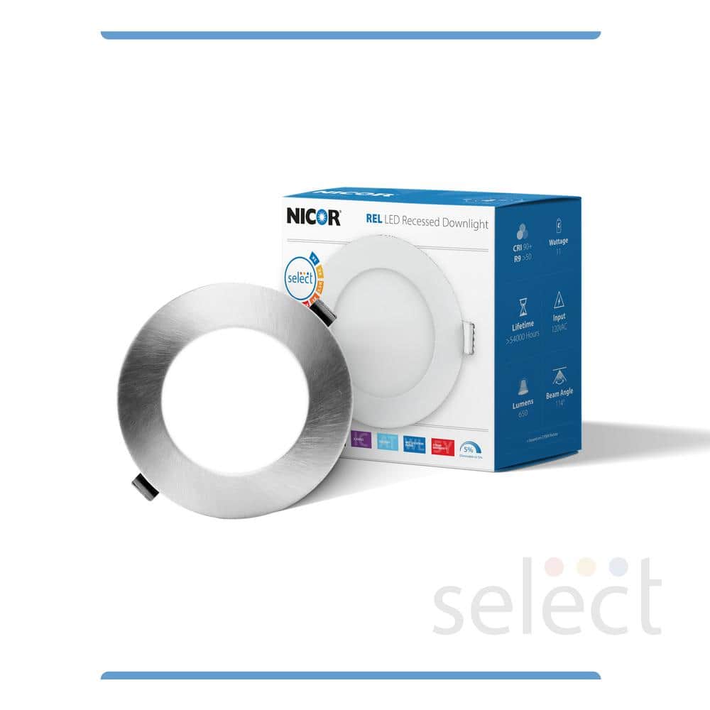 Nickel 4'' Round LED Canless Recessed Lighting Kit