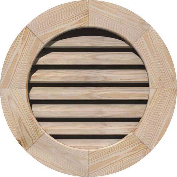 Ekena Millwork 37" x 37" Round Unfinished Smooth Pine Wood Paintable Gable Louver Vent Functional