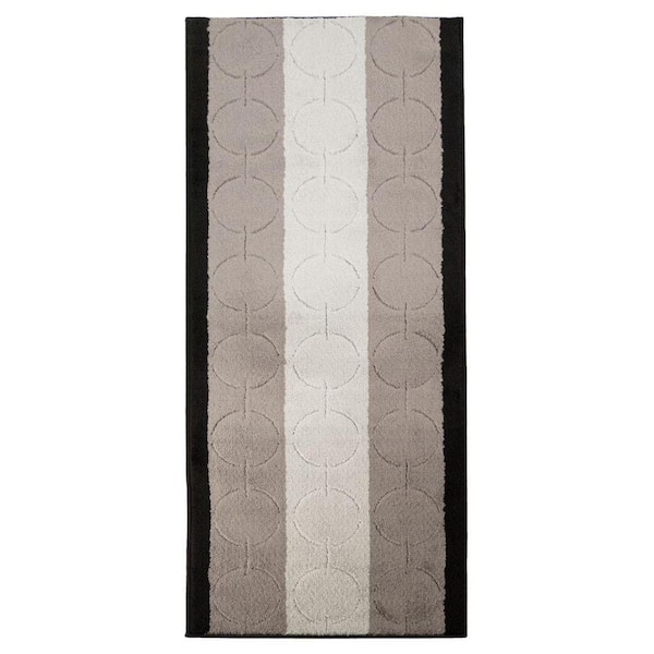 Custom Size Runner Rug Circle Design Gray-Black 26 in. W x 552 in. L Stair Runner 99.67 sq. ft.