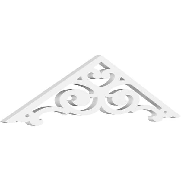 Ekena Millwork 1 in. x 36 in. x 9 in. (6/12) Pitch Hurley Gable Pediment Architectural Grade PVC Moulding