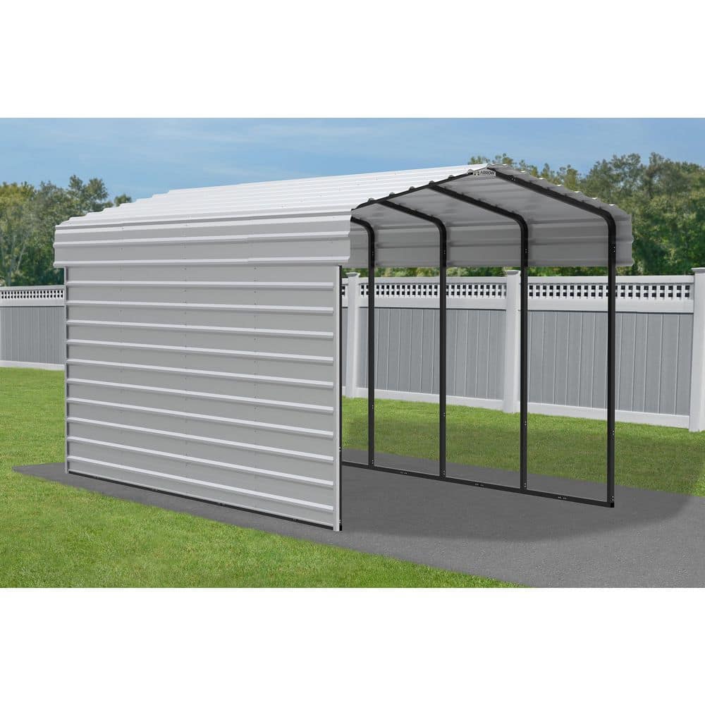 10' x 20' Eggshell Steel Carport Kit with Enclosure