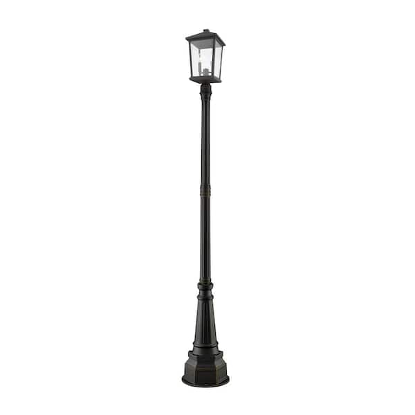 Unbranded Beacon 93.75 in. 3-Light Oil Bronze Aluminum Hardwired Outdoor Weather Resistant Post Light Set with No Bulb included