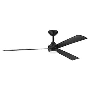 Sterling 60 in. Indoor/Outdoor Flat Black Finish Ceiling Fan with Smart Wi-Fi Enabled Remote & Integrated LED Light