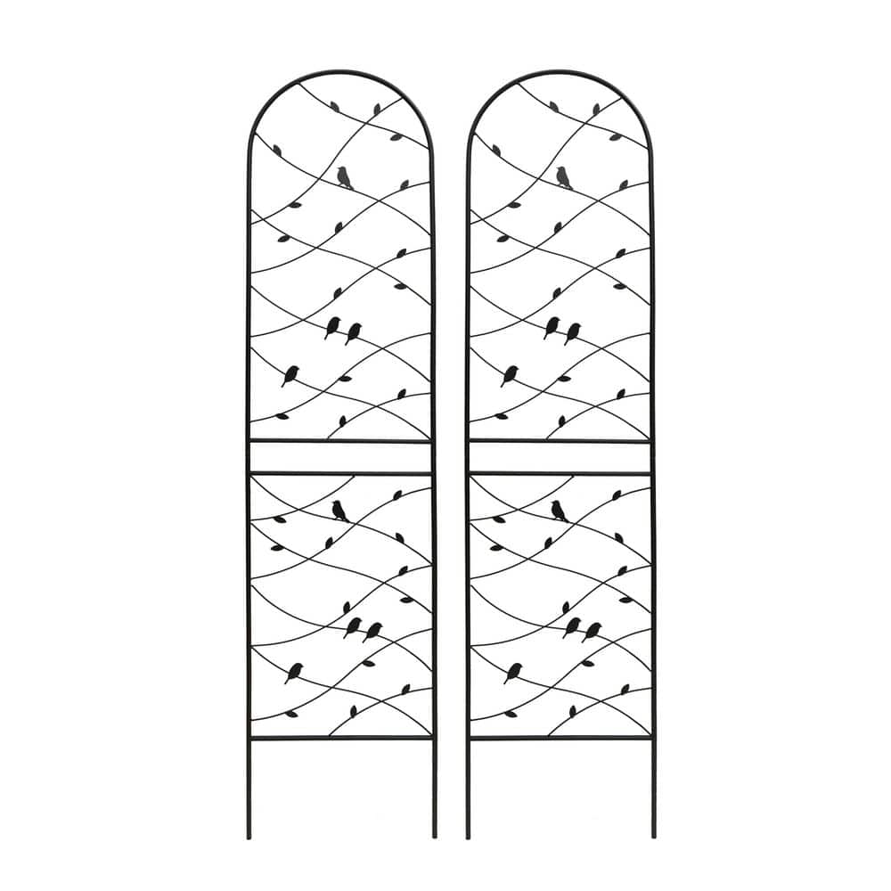 2-Pack 86.7 in. H Black Metal Garden Rustproof Trellis for Climbing Plants,
