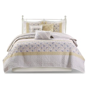 Vanessa 6-Piece Yellow Cotton Percale King/Cal King Quilt Set