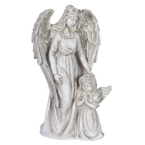 Solar Halo Angel with Girl Garden Statue