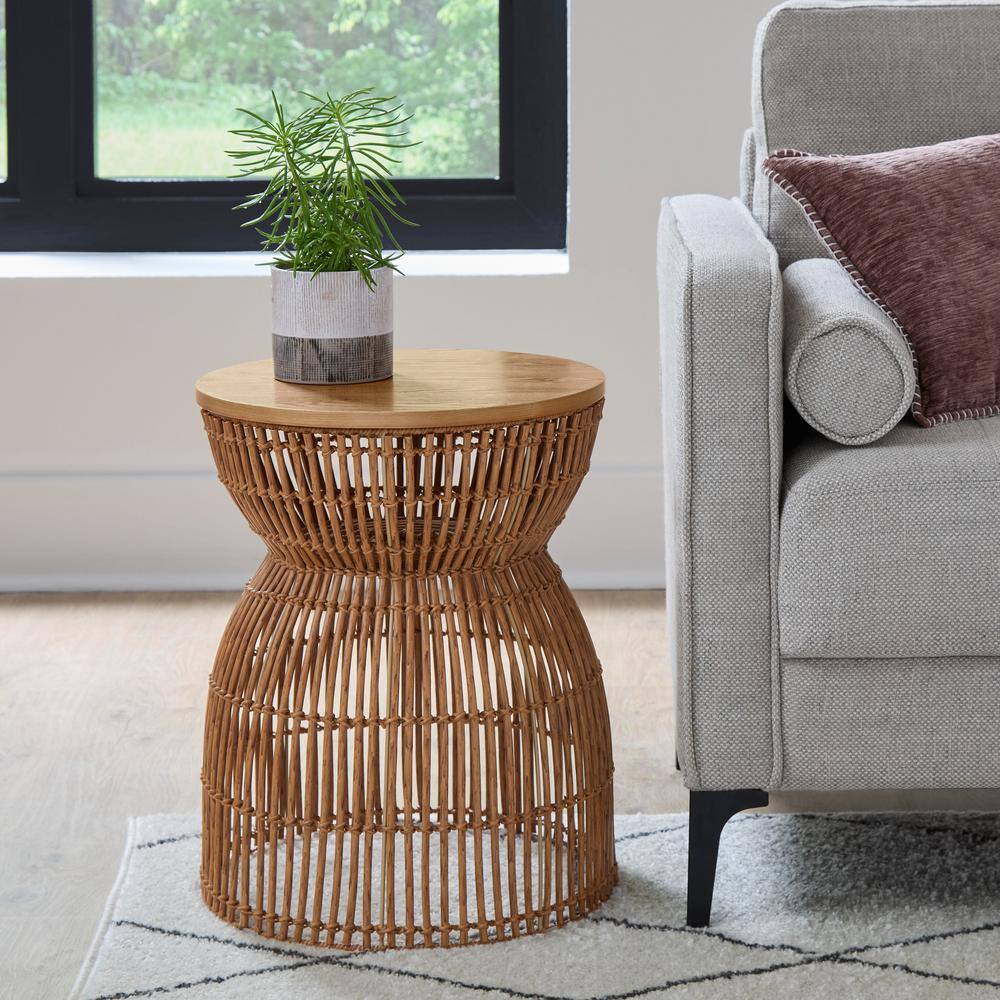 Avena 16.1 in. Natural Side Table with Removeable Top for Storage - thumbnail 5
