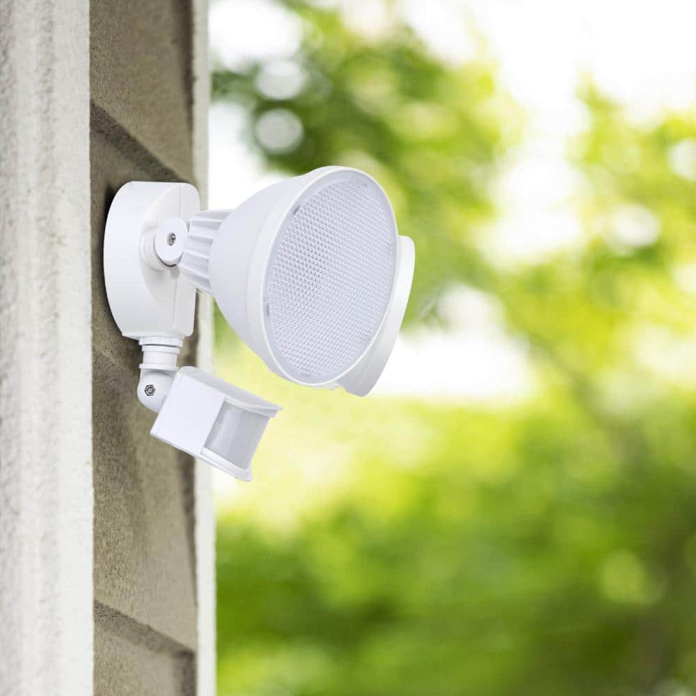 White Aluminum Outdoor Security Area Light with Motion Sensor