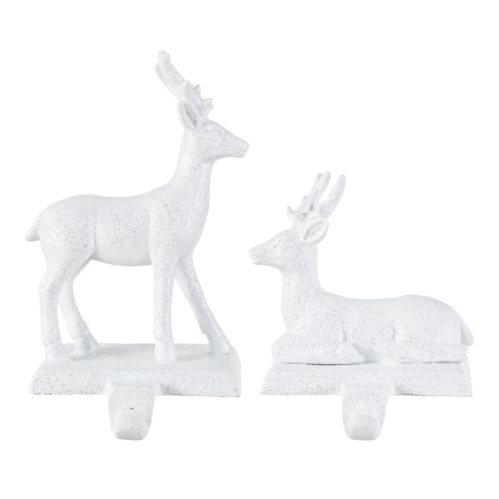 7.28 in. H Resin White Glitter Standing & Sitting Reindeer Stocking Holders (Set of 2) price history on PriceWatchPro