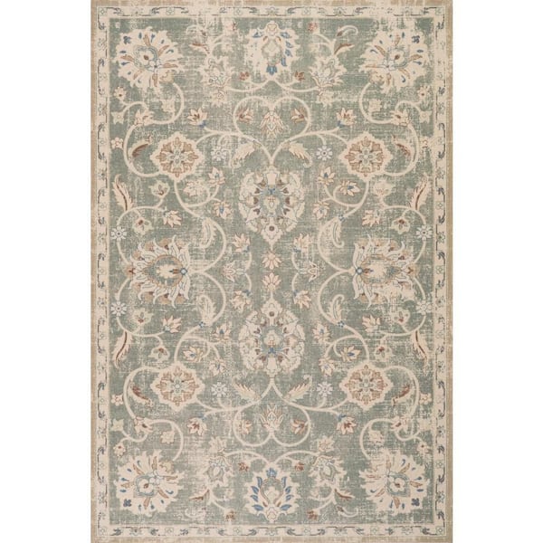 Xavena Floral & Paisley Transitional Green 9 ft. x 12 ft. Indoor Area Rug
