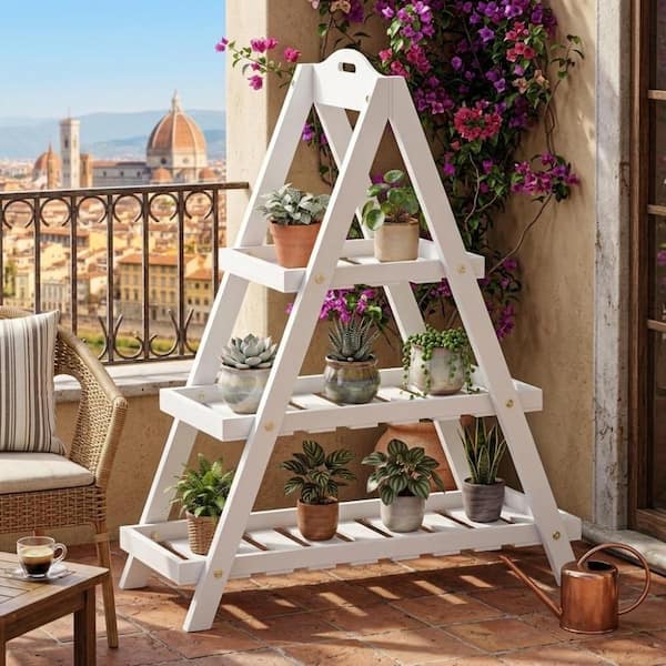Gtnali 3-Tier Wooden Plant Stand, Fir Wood Flower Pot Display