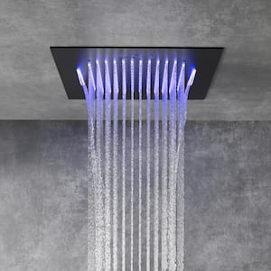 Square 15-Spray 20in. and 10in. Dual Shower Heads Ceiling Mount Fixed and Handheld Shower Head in Matte Black