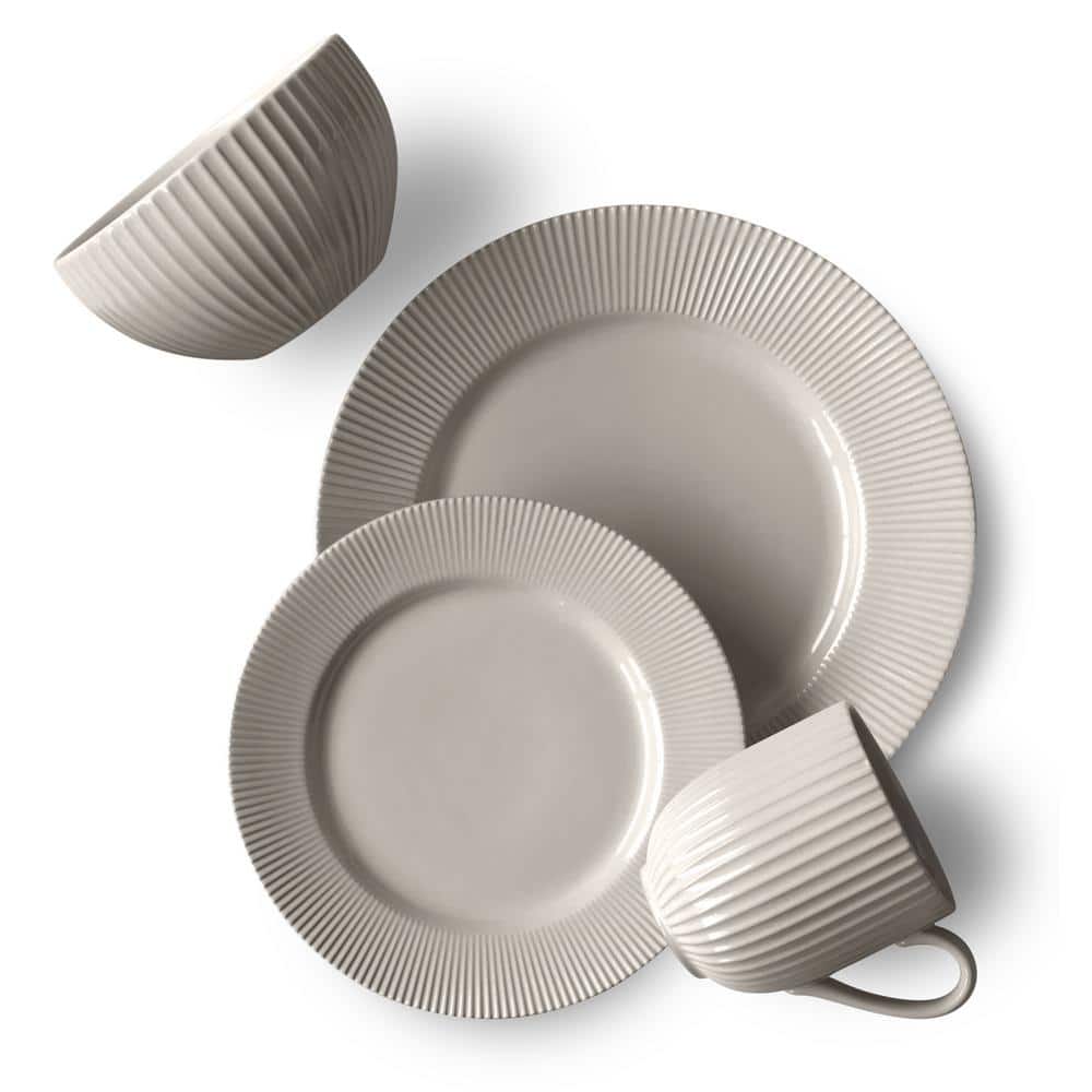 Over and Back Chester 16Piece Casual Grey Porcelain Dinnerware Set