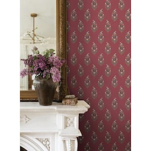 Paisley Burgundy Red Metallic Paper Non-Pasted Wallpaper