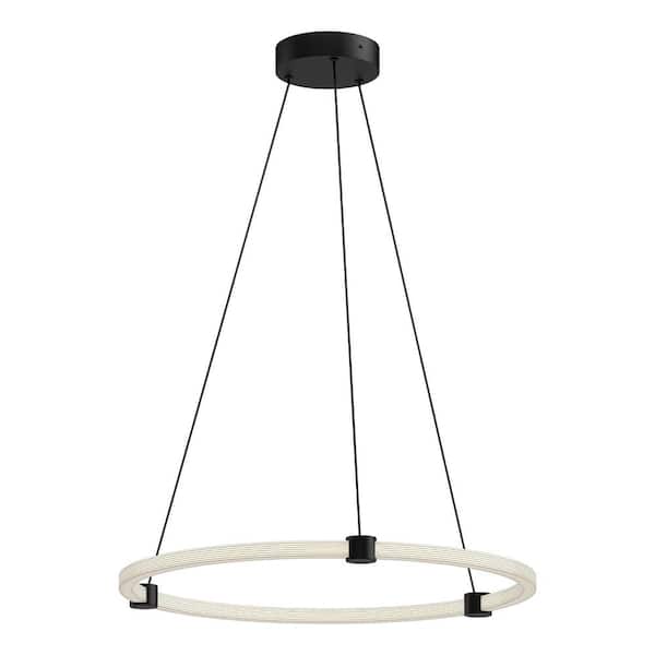 Bruni 24 in. 1 Light 33-Watt Black Integrated LED Pendant Light