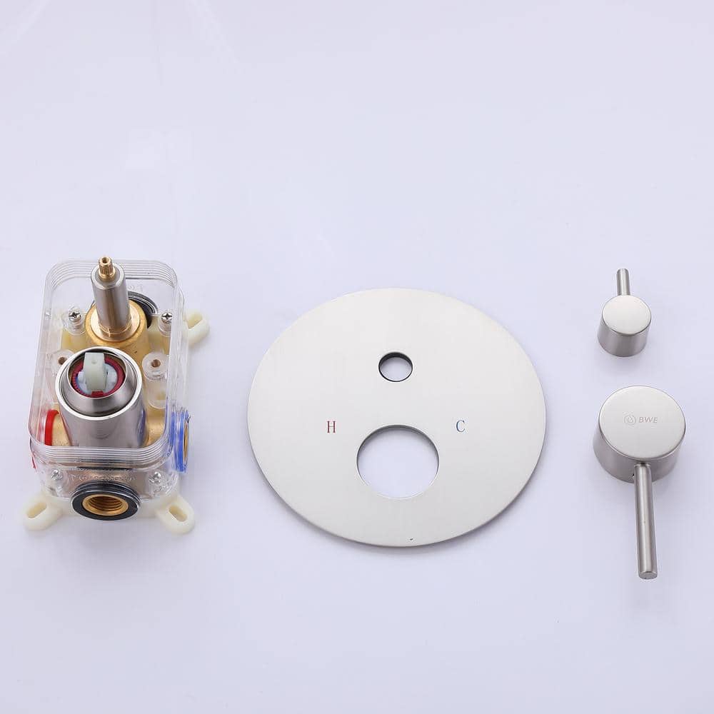Large Brushed Nickel Rain Shower Faucet with Handheld