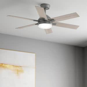 Georgetown 52 in. Integrated LED Indoor Matte Silver Ceiling Fan with Light Kit and Remote Included