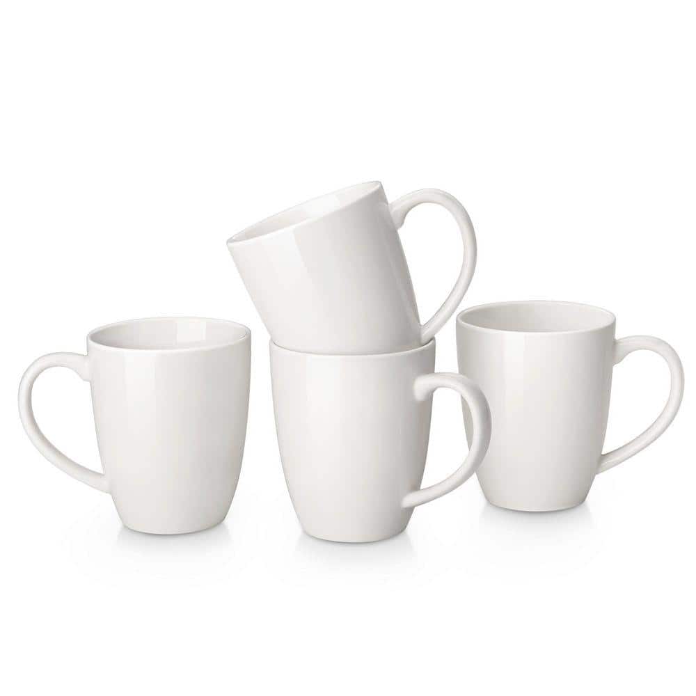 vancasso 16 oz. Ivory White Porcelain Coffee Mugs (Set of 4) Coffee Cup Tea  Cups Coffee Mug Service for 4 People VC-WT-4DBZ - The Home Depot