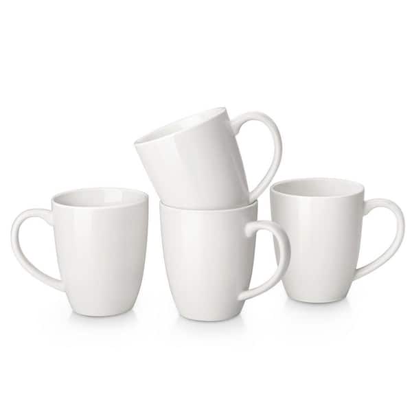 16 oz. Ivory White Porcelain Coffee Mugs (Set of 4) Coffee Cup Tea Cups Coffee Mug Service for 4 People