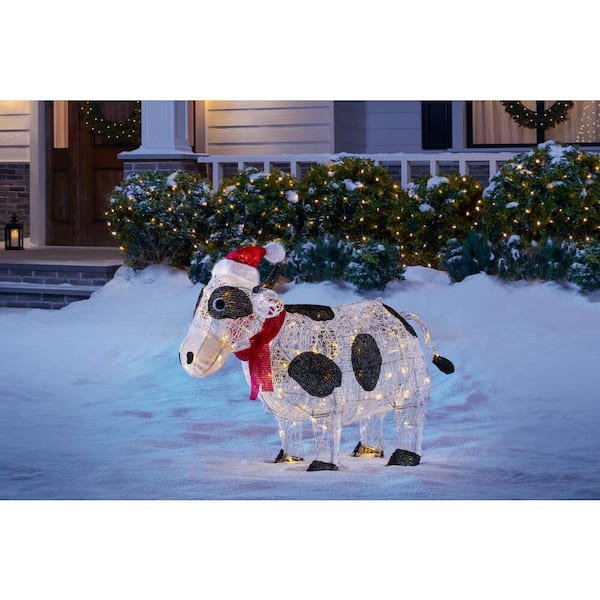 Home Accents Holiday 3 ft. 150 LED Cow with Santa Hat Outdoor Christmas  Decor TY294-1311-1 - The Home Depot