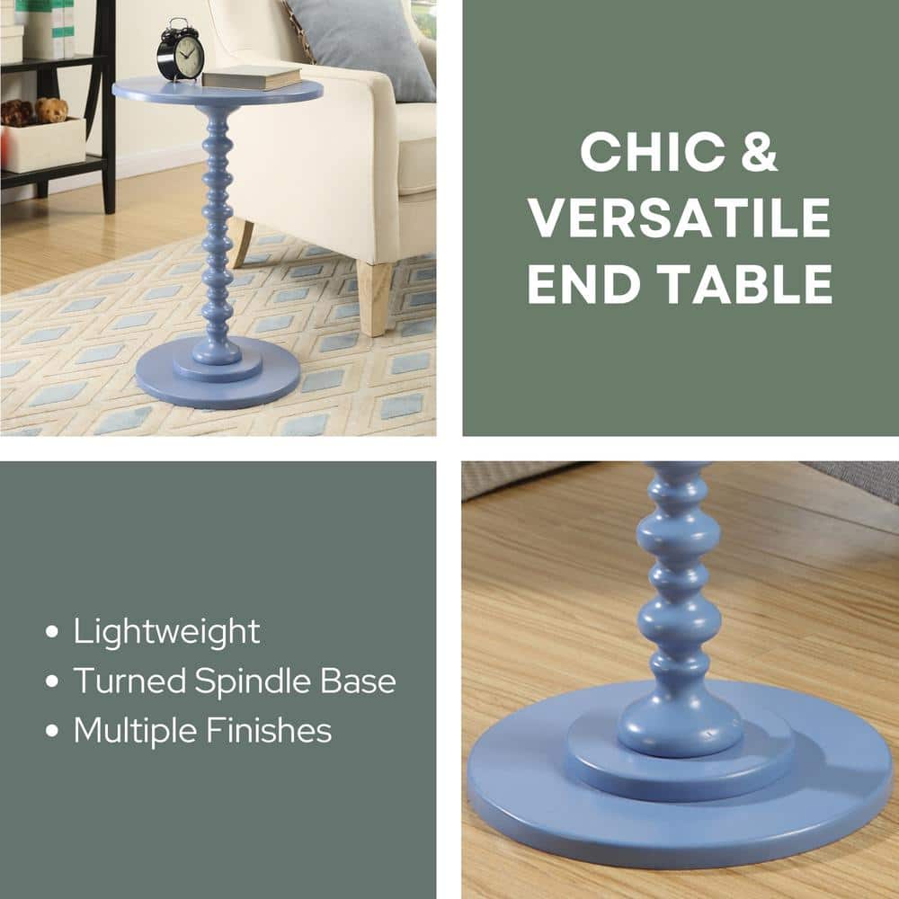Palm Beach Blue Round Wood Spindle Side Table